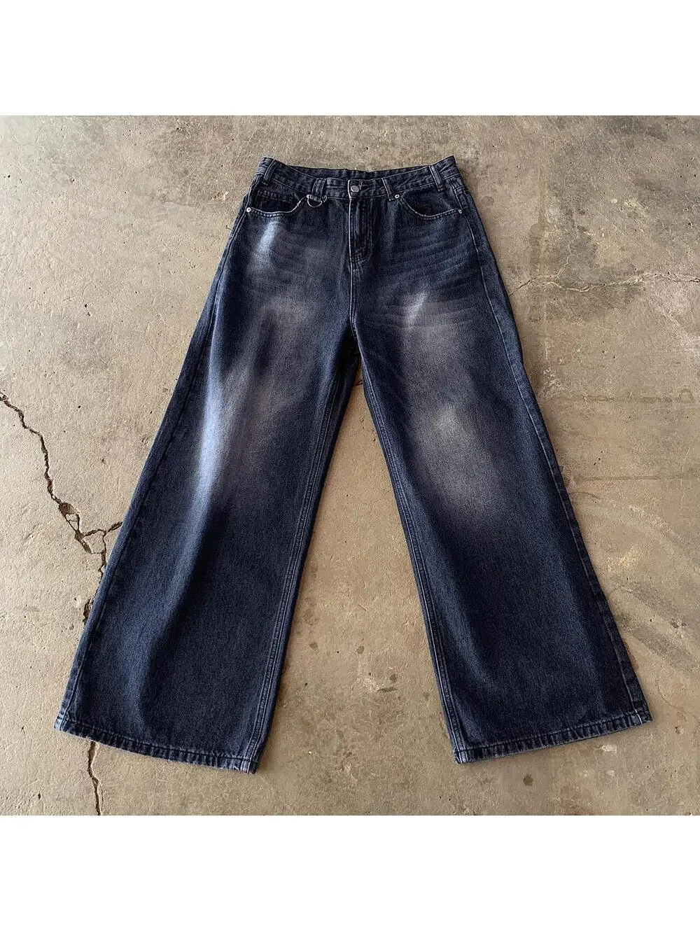 Vintage y2k super baggy wide leg y2k urban wide leg faded black denim skater